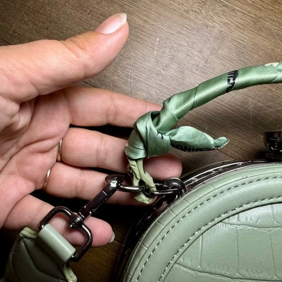 Mint Green Croc-Embossed Mini Bag - Picture 16 of 16